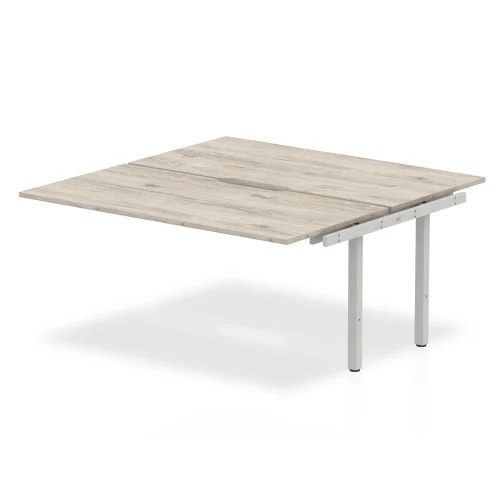 Evolve Plus Bench Desk 2 Person Back To Back Extension Grey Oak Top Silver Frame