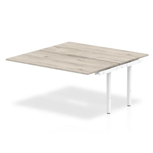 Evolve Plus Bench Desk 2 Person Back To Back Extension Grey Oak Top White Frame