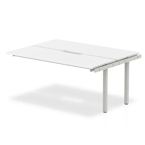 Evolve Plus Bench Desk 2 Person Back To Back Extension White Top Silver Frame