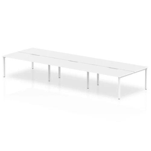 Evolve Plus Bench Desk 6 Person Back To Back White Top White Frame