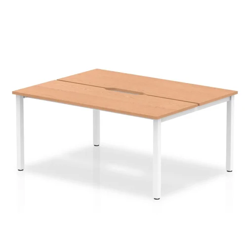 Evolve Plus Bench Desk Two Person Back To Back Beech Top White Frame