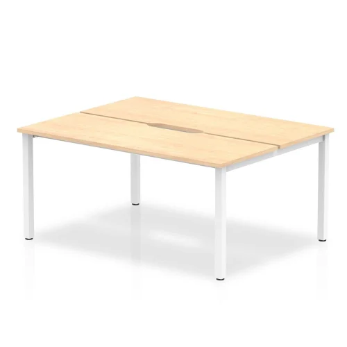 Evolve Plus Bench Desk Two Person Back To Back Maple Top White Frame