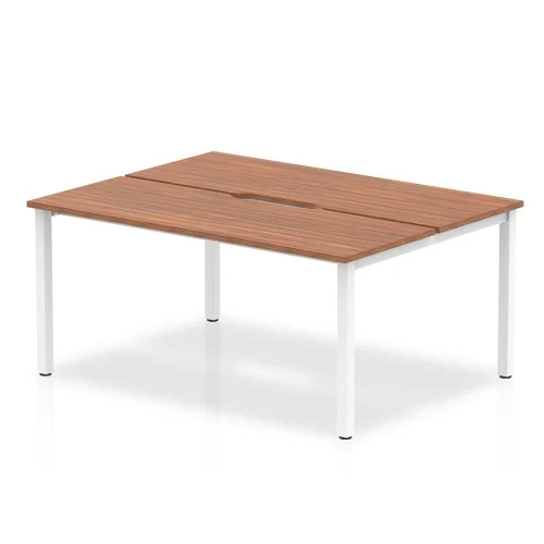 Evolve Plus Bench Desk Two Person Back To Back Walnut Top White Frame