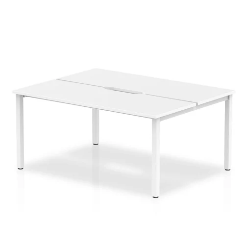 Evolve Plus Bench Desk Two Person Back To Back White Top White Frame