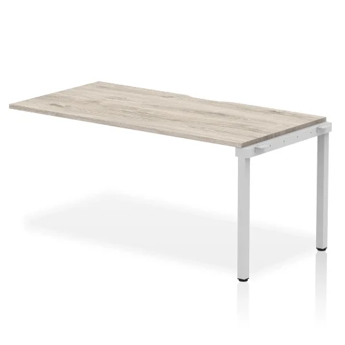 volve Plus Single Office Bench Desk Extension Grey Oak Top Silver Frame