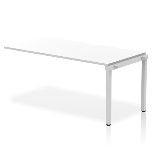 Evolve Plus Single Office Bench Desk Extension White Top Silver Frame