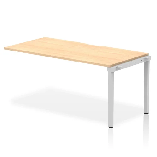 Evolve Plus Single Row Office Bench Desk Extension Maple Top Silver Frame