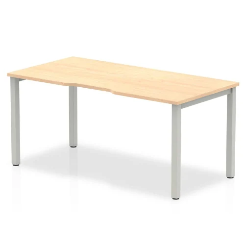 Evolve Plus Single Row Office Bench Desk Maple Top Silver Frame