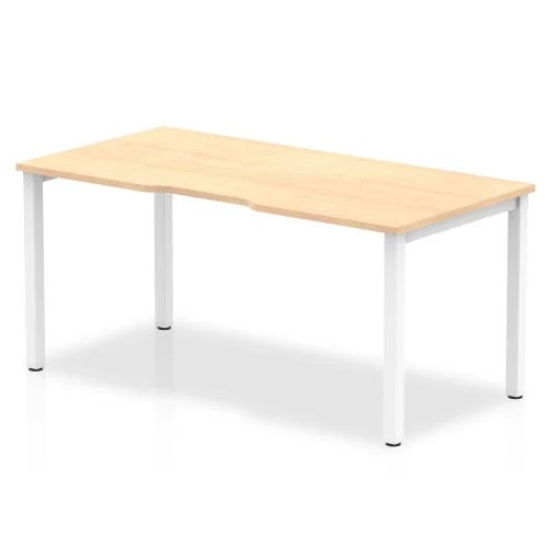 Evolve Plus Single Row Office Bench Desk Maple Top White Frame