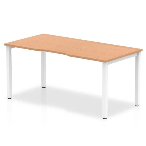 Evolve Plus Single Row Office Bench Desk Oak Top White Frame