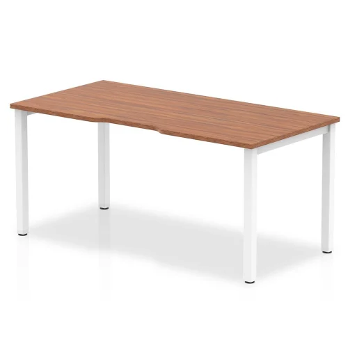 Evolve Plus Single Row Office Bench Desk Walnut Top White Frame