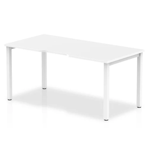 Evolve Plus Single Row Office Bench Desk White Top White Frame