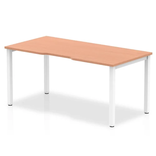 Evolve Plus Sinle Row Office Bench Desk Beech Top White Frame