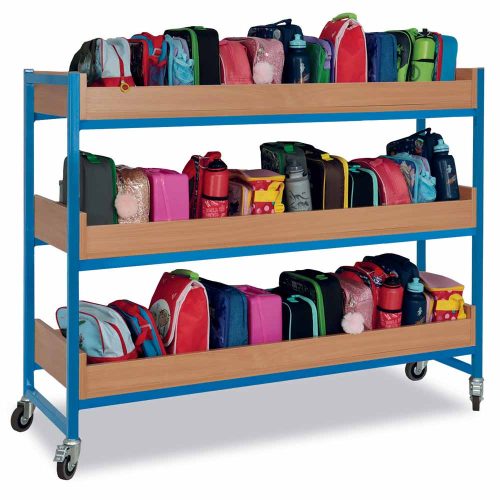 Monarch EF0871 Beech Heavy Duty Lunch Box Trolley with Cool Blue Frame