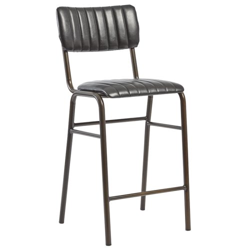 Tavo Stacking Ribbed Vintage Faux Leather 650mm High Bar Stool Black