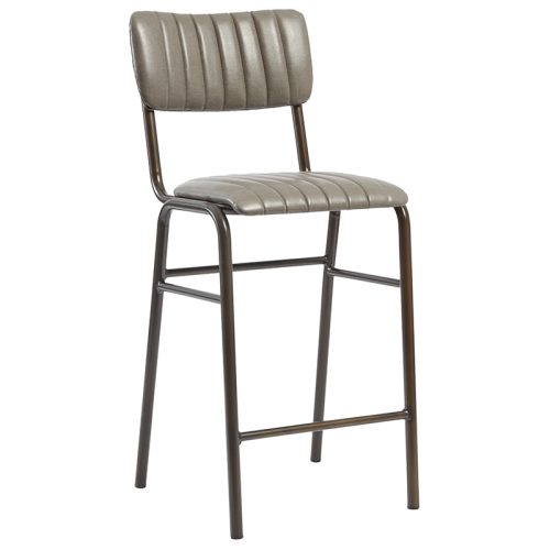 Tavo Stacking Ribbed Vintage Faux Leather 650mm High Bar Stool Dark Grey