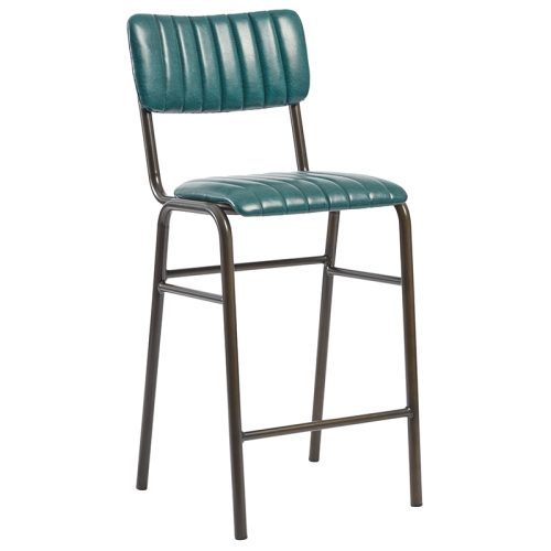 Tavo Stacking Ribbed Vintage Faux Leather 650mm High Bar Stool Teal