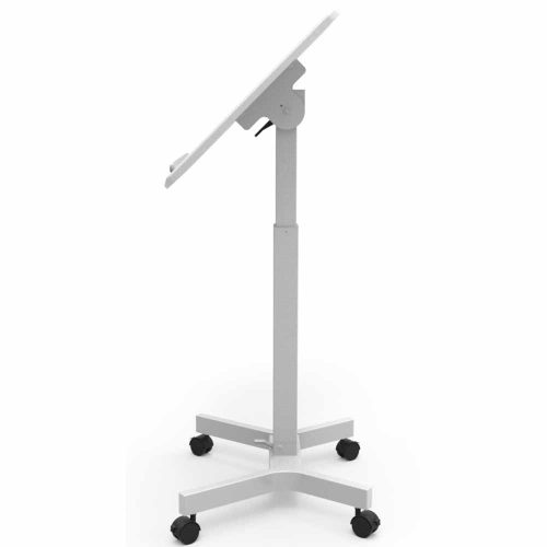 White Height Adjustable Laptop Lecturn Table showing raised position