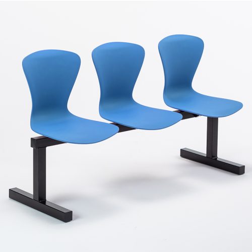 Curtis 3 Seater Beam Unit Blue Seats Black Frame