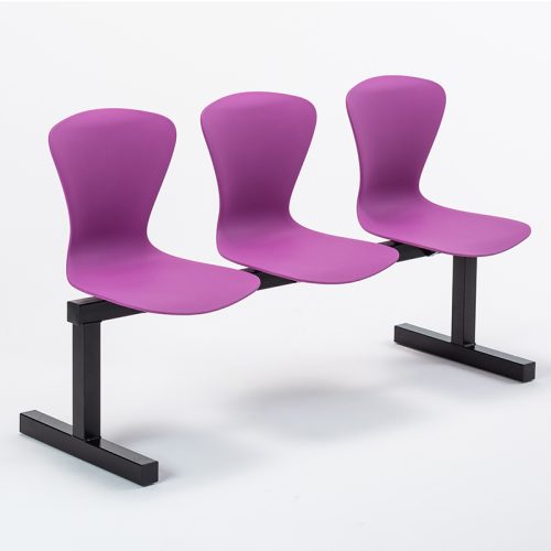 Curtis 3 Seater Beam Unit Purple Seats Black Frame