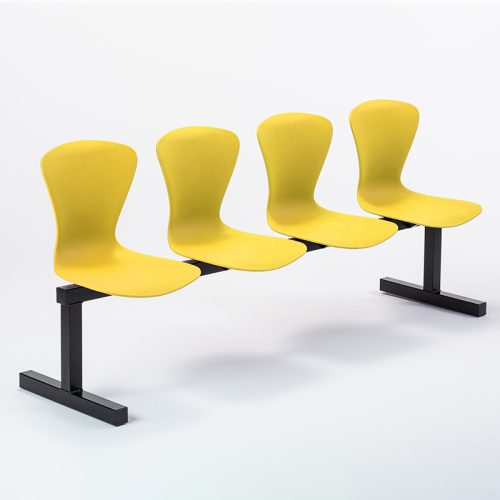 Curtis 4 Seater Beam Unit Yellow Seats Black Frame