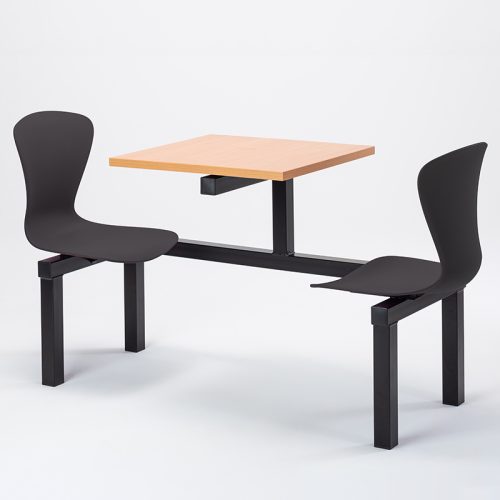 Curtis Fast Food Canteen 2 Seater Unit Black Seats Beech Table Black Frame