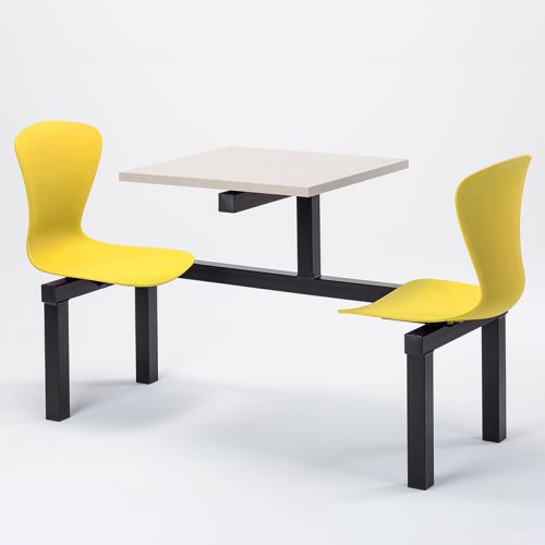 Curtis Fast Food Canteen 2 Seater Unit Yellow Seats White Table Black Frame