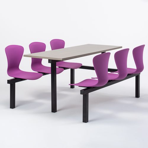 Curtis Fast Food Canteen 6 Seater Single Access Unit Purple Seats Grey Table Black Frame