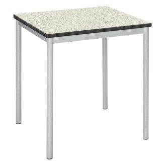 Fully Welded Table with Round Legs and Speckled White Trespa Top