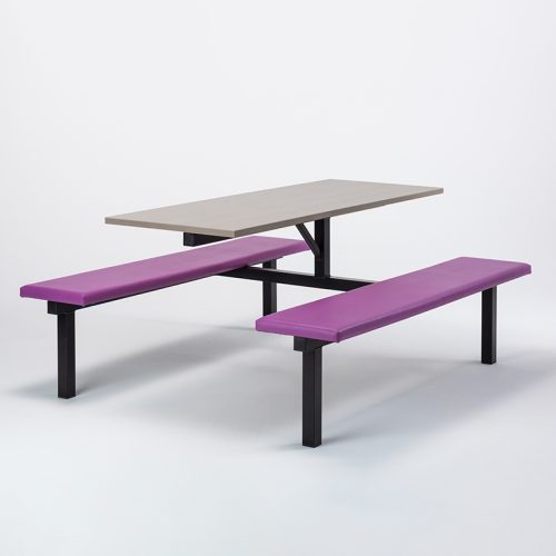 Upton 6 Seater Dual Access Fast Food Canteen Unit Purple Vinyl Seats Grey Table