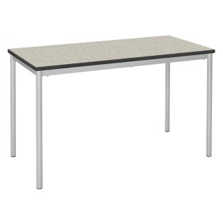 Rectangular Table with Round Legs and Speckled Pastel Grey Trespa Top
