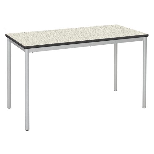 Rectangular Table with Round Legs and Speckled White Trespa Top