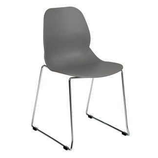 Grey Shoreditch Stacking Plastic Chair with Chrome Skid Frame