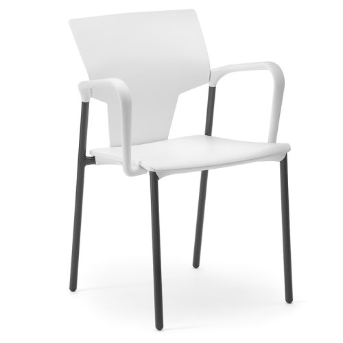 Pledge Ikon 4 Leg Stackable Chair with Arms - White