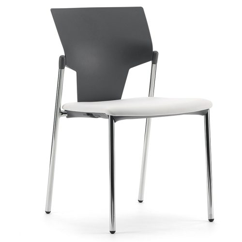 Pledge Ikon 4 Leg Stacking Meeting Chair Upholstered Seat - Black