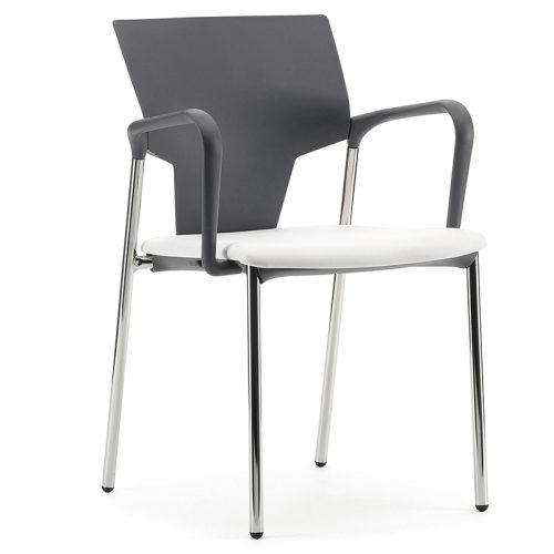 Pledge Ikon 4 Leg Stacking Meeting Chair with Arms Upholstered Seat