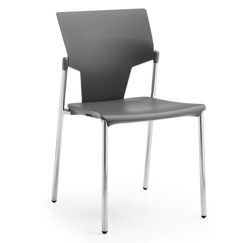 Pledge Ikon Plastic 4 Leg Stacking Meeting Chair in Black