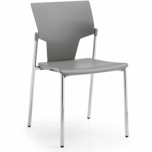 Pledge Ikon Plastic 4 Leg Stacking Meeting Chair in Grey