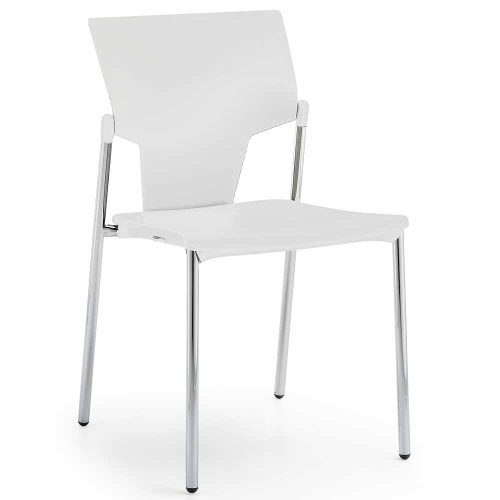 Pledge Ikon Plastic 4 Leg Stacking Meeting Chair in White