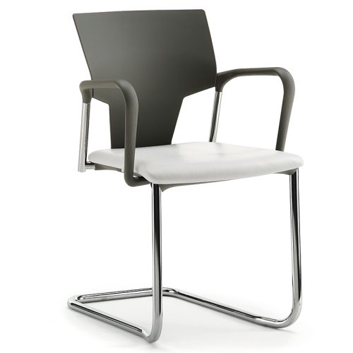 Pledge Ikon Cantilever Stacking Meeting Chair with Arms Upholstered Seat