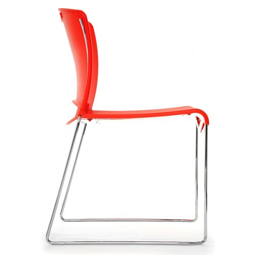 Jasper High Density Stacking Chair - side view Poppy colour