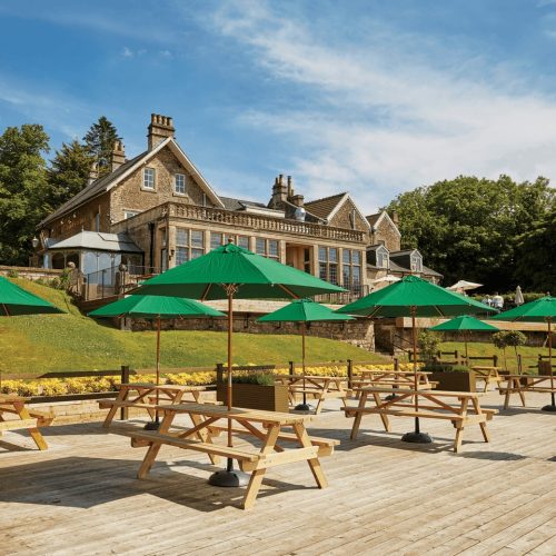 Afresco Rectangular Picnic Benches with Parasols