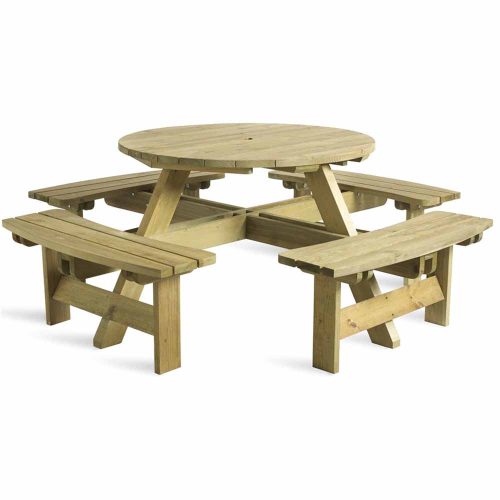 Alfresco Round Picnic Table - 8 Seater