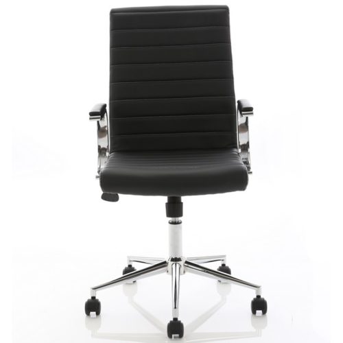 Ezra Leather Meeting Chair in Black front view