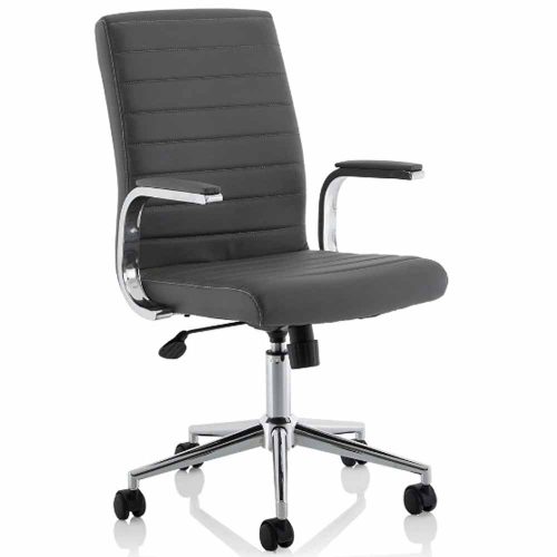 Grey Ezra Leather Chair with Castors