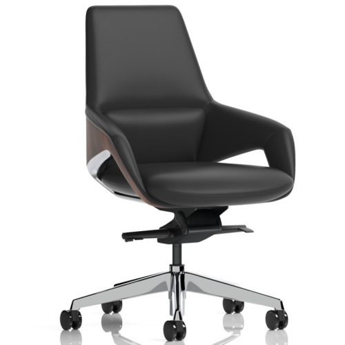 Olive Black Leather Meeting Chair