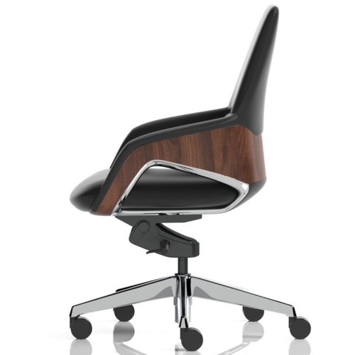 Olive High Back Meeting Chair in Black Side View