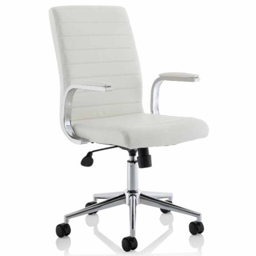 White Ezra Leather Chair with Castors