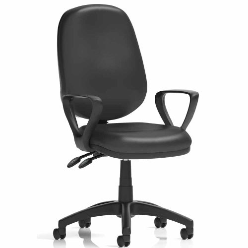 Henley Office Chair in Black Vinyl with Loop Arms