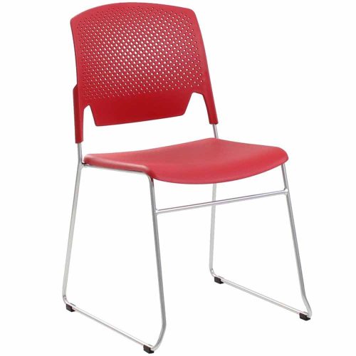 Red Edge Stacking Meeting Chair with Chrome Frame